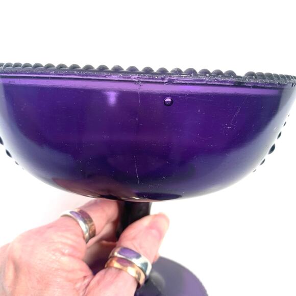 Antique Amethyst Purple Compote Pedestal Serving Dish - Picture 4 of 11